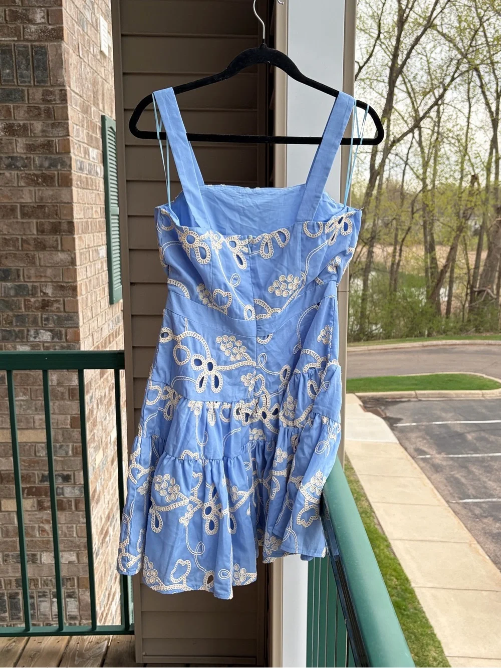 🆕🦋Sam Edelman Light Blue Rope Embroidery Mini Dress Size 10 Summer Floral Resort - Picture 4 of 17